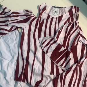 Basico cold shoulder top, brown and white in color